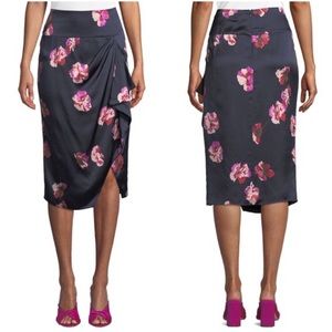 Joie Alphina Front-drape Floral-print Knee-length Skirt